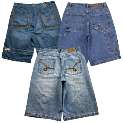 Hip-hip Embroidered Denim Baggy Jorts