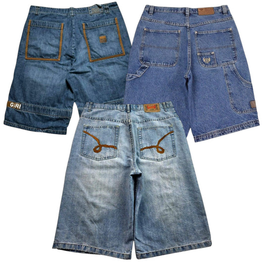 Hip-hip Embroidered Denim Baggy Jorts